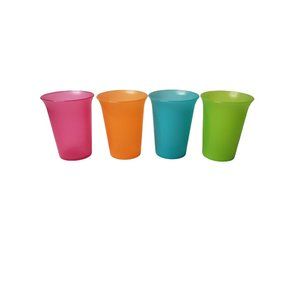 4 Tupperware 6oz Cups Purple, Blue,Green,Orange Pre-owned